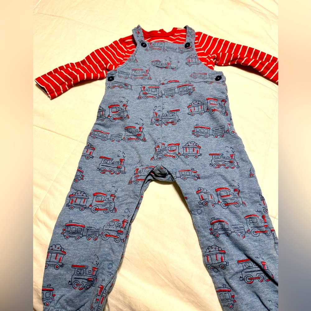 Little Me Train Overalls